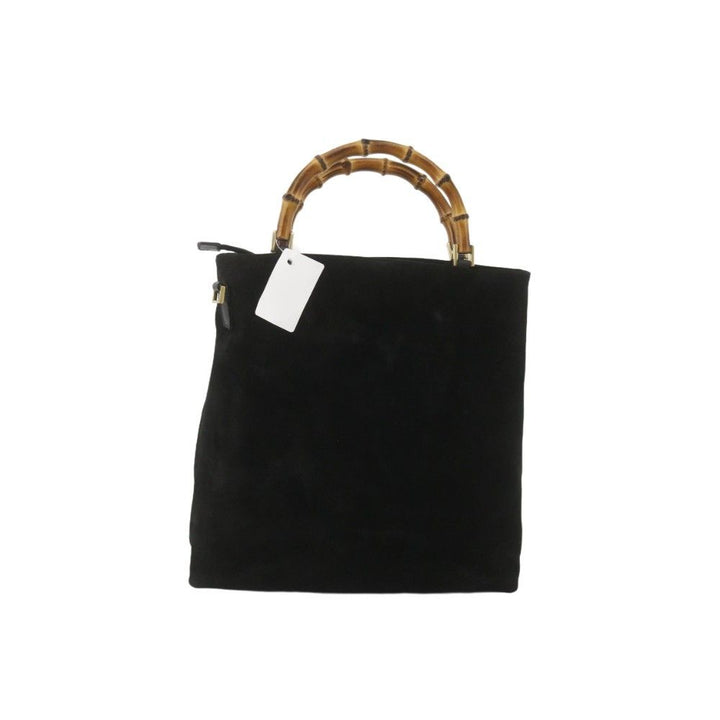 Black Bamboo Handbag with Strap