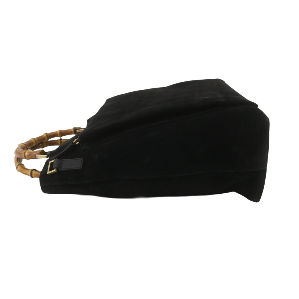 Black Bamboo Handbag with Strap