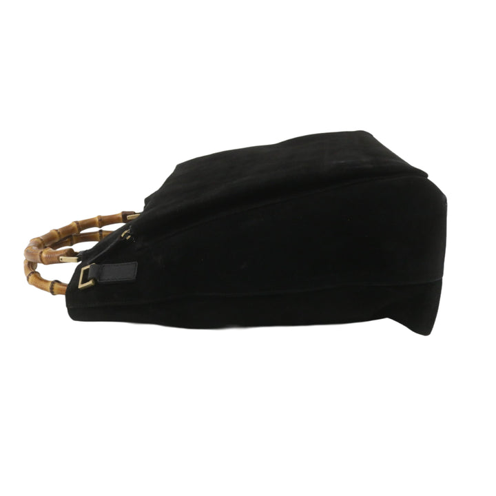 Black Bamboo Handbag with Strap