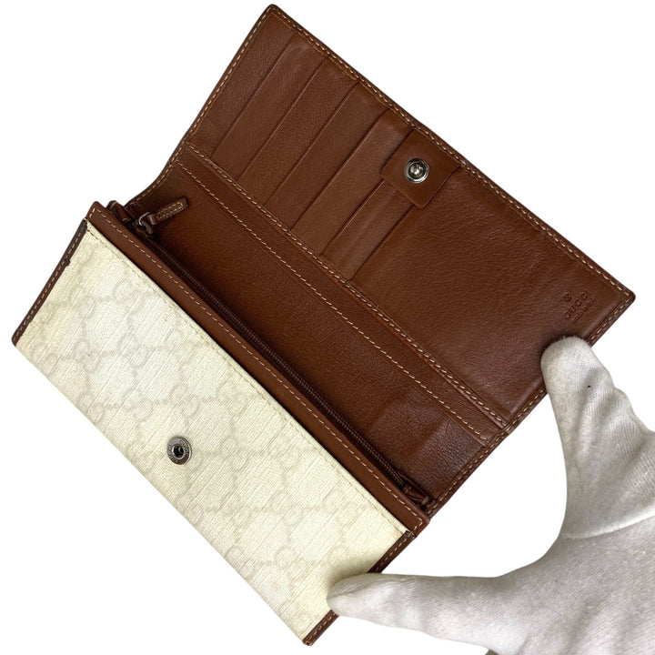 Beige GG Canvas Long Wallet