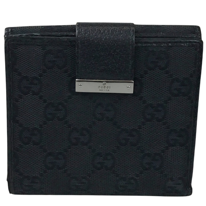 Black GG Canvas Compact Wallet