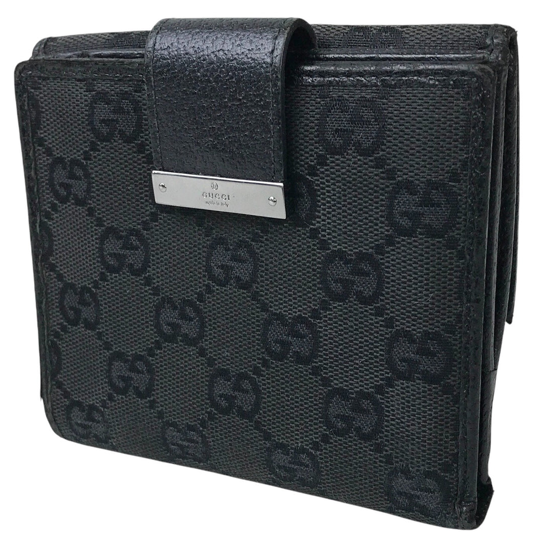 Black GG Canvas Compact Wallet