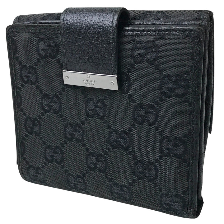 Black GG Canvas Compact Wallet