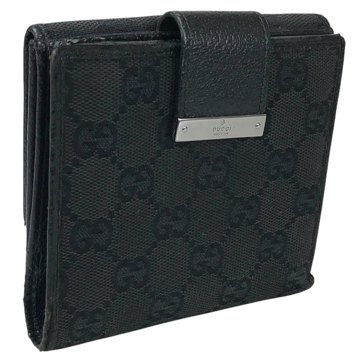 Black GG Canvas Compact Wallet