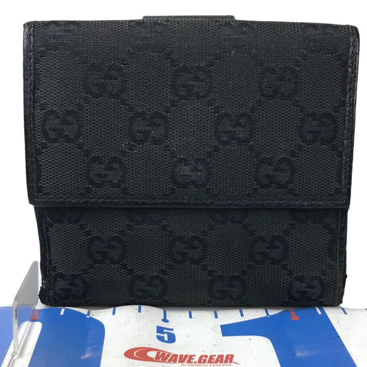 Black GG Canvas Compact Wallet