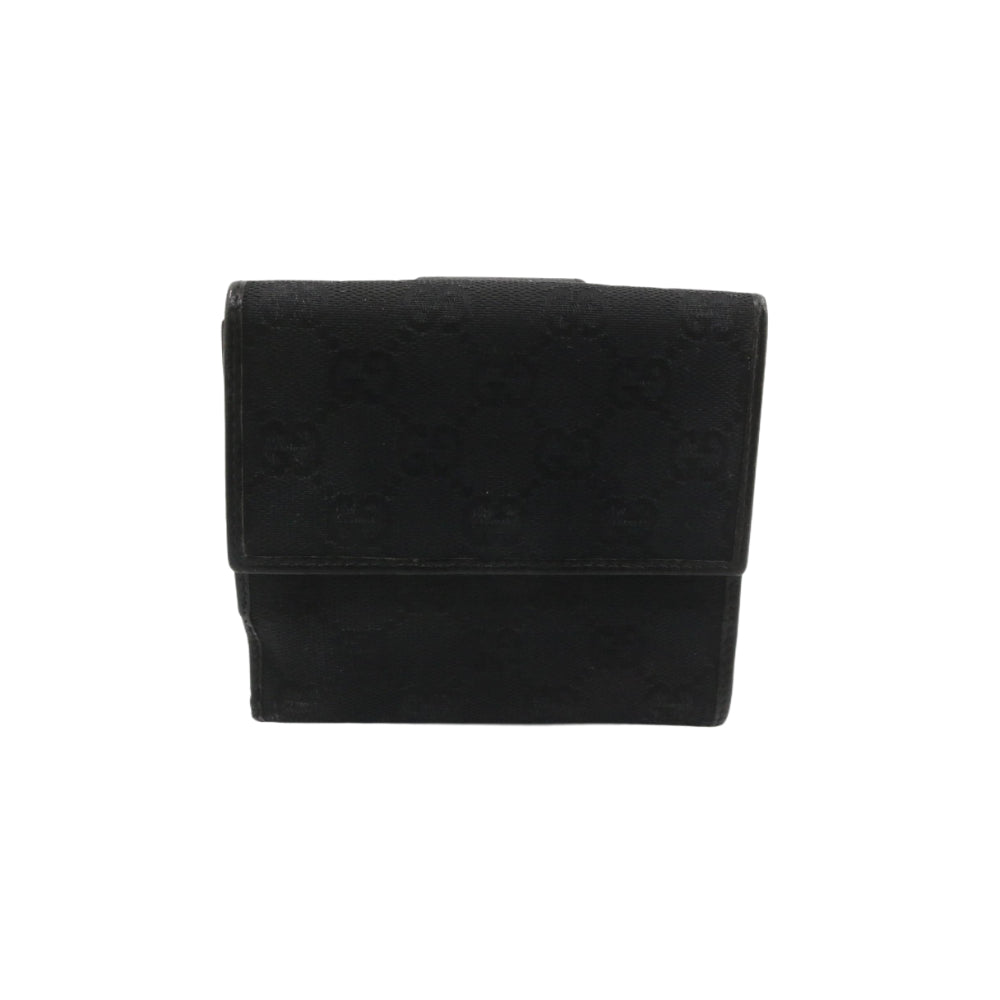 Black GG Canvas Compact Wallet