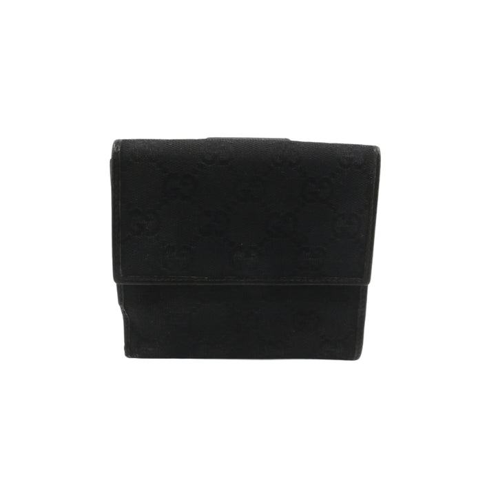 Black GG Canvas Compact Wallet