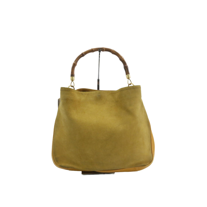Beige Bamboo Handbag with Strap
