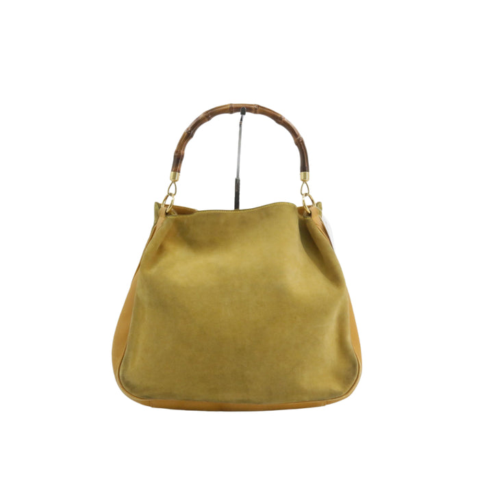 Beige Bamboo Handbag with Strap