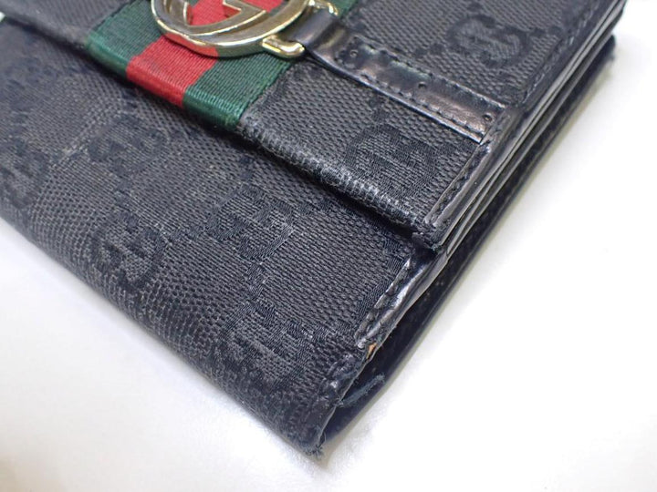 Black GG Canvas Compact Wallet