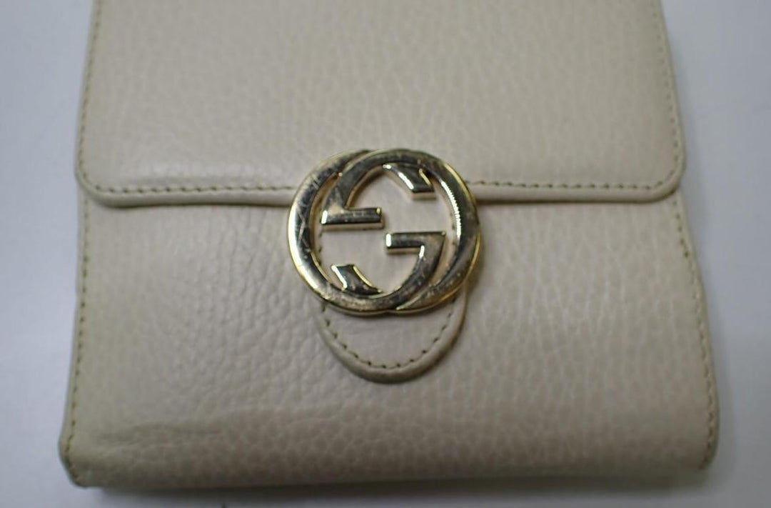 Beige Interlocking Compact Wallet