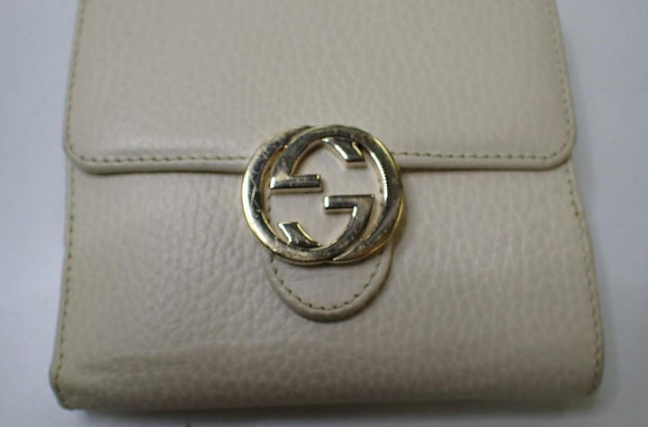 Beige Interlocking Compact Wallet