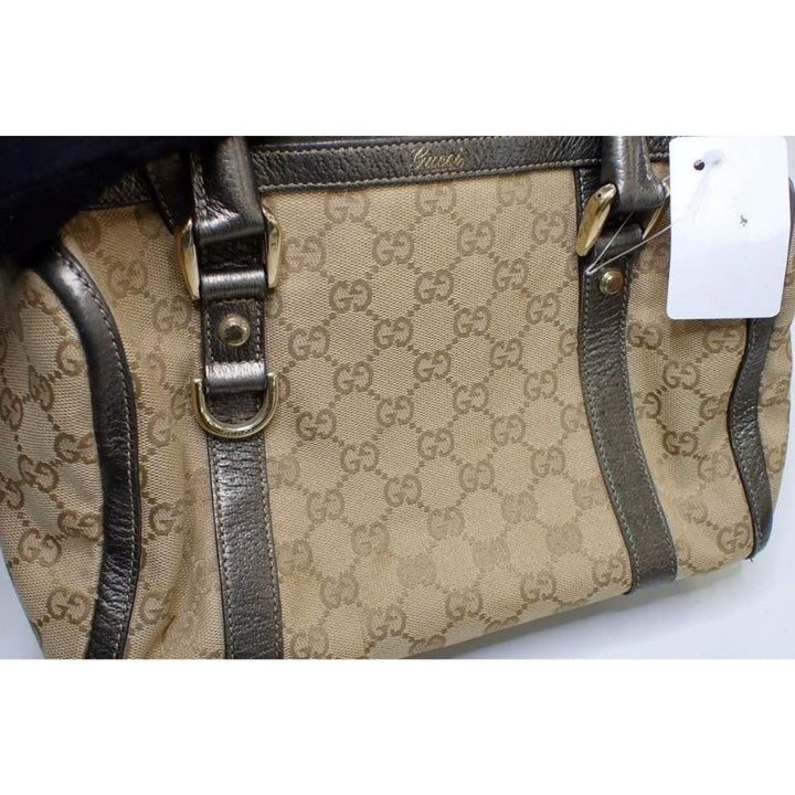 Beige GG Canvas Boston Bag