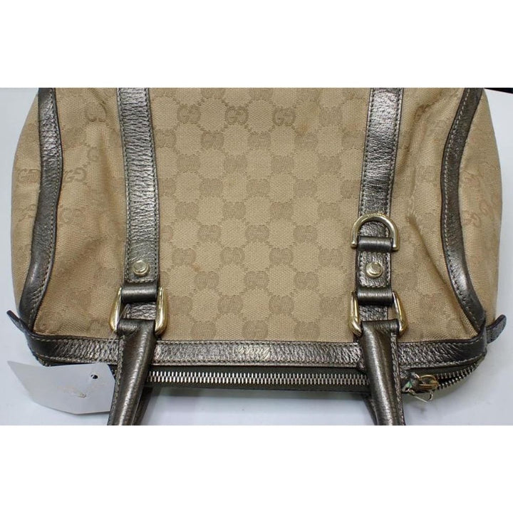 Beige GG Canvas Boston Bag