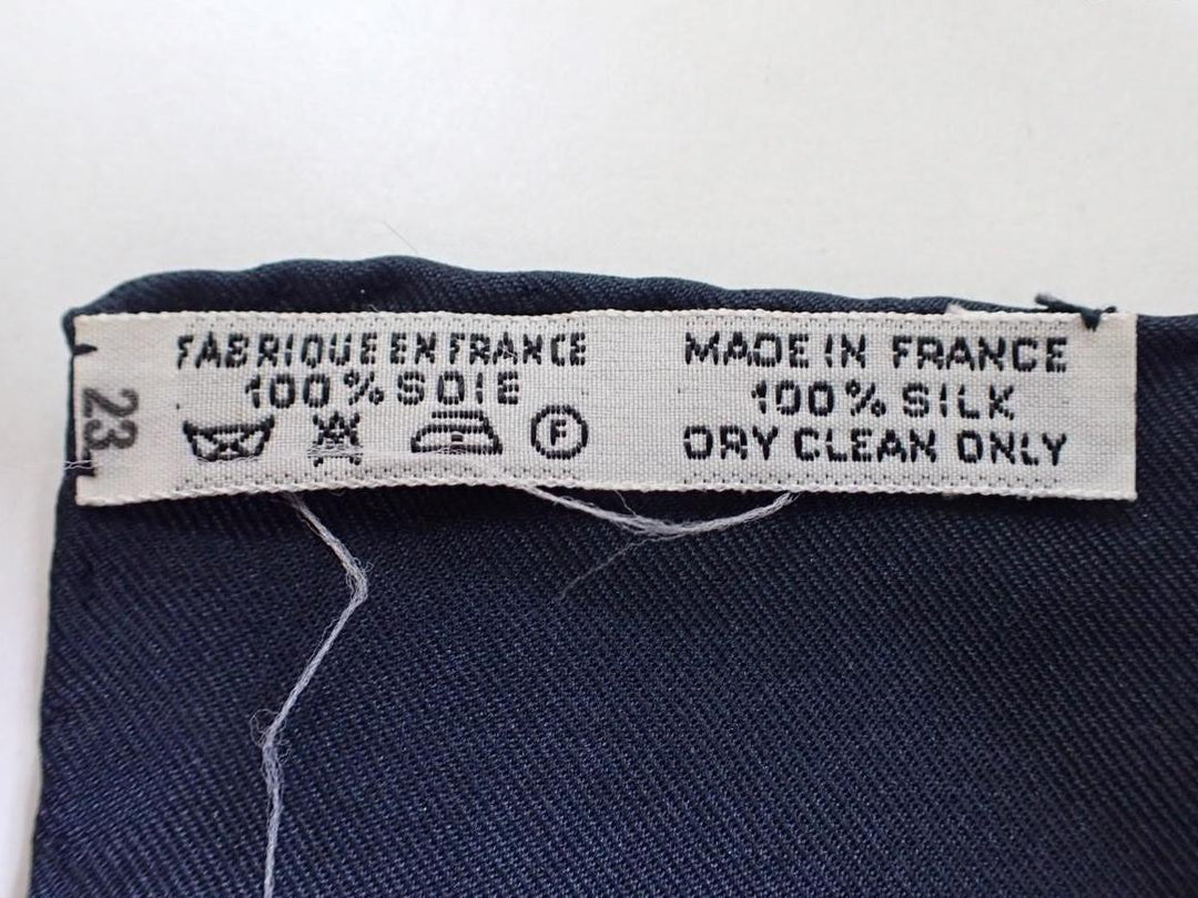 Hermes Navy Blue Silk Scarf
