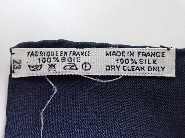 Hermes Navy Blue Silk Scarf