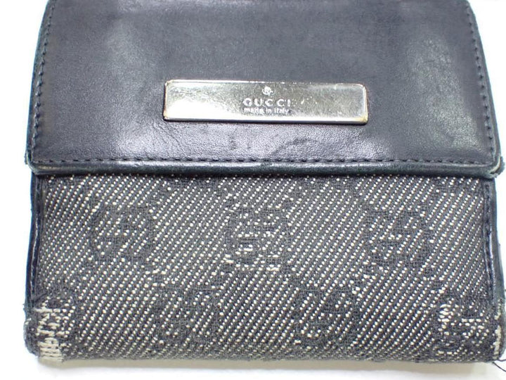 Black GG Canvas Compact Wallet