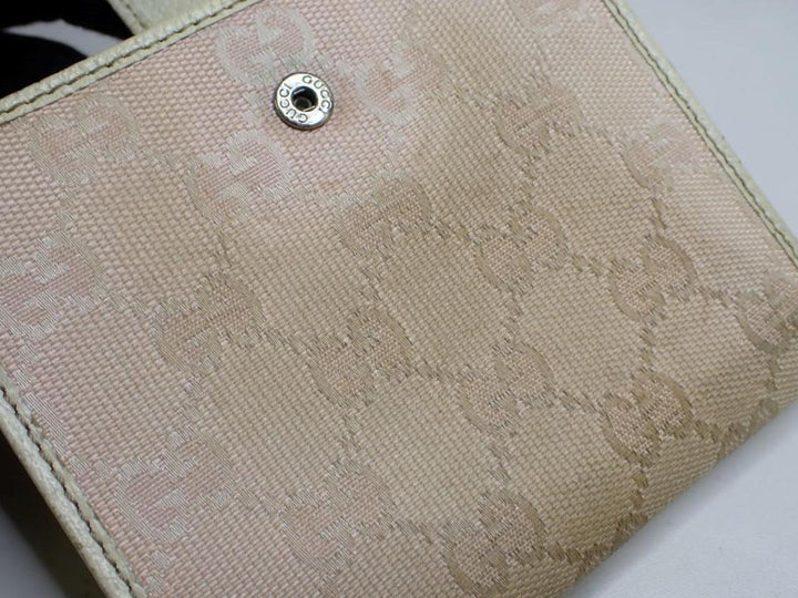 Beige GG Canvas Compact Wallet