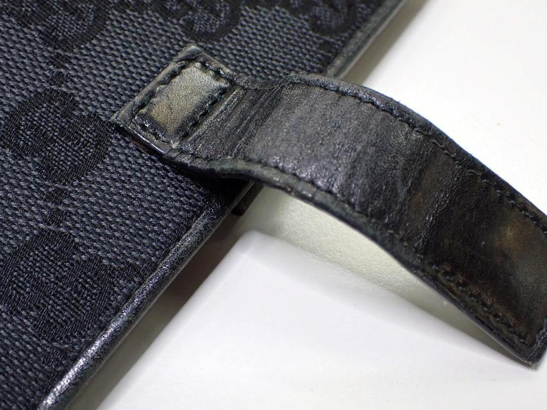 Black GG Canvas Compact Wallet