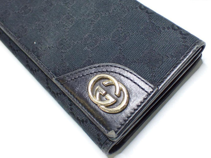 Black GG Canvas Long Wallet
