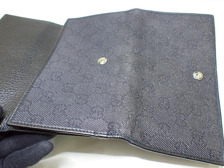 Black GG Canvas Long Wallet