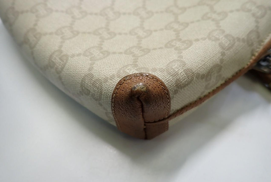 Beige GG Canvas Shoulder Bag