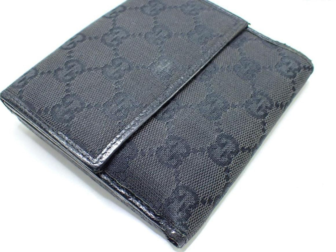 Black GG Canvas Compact Wallet