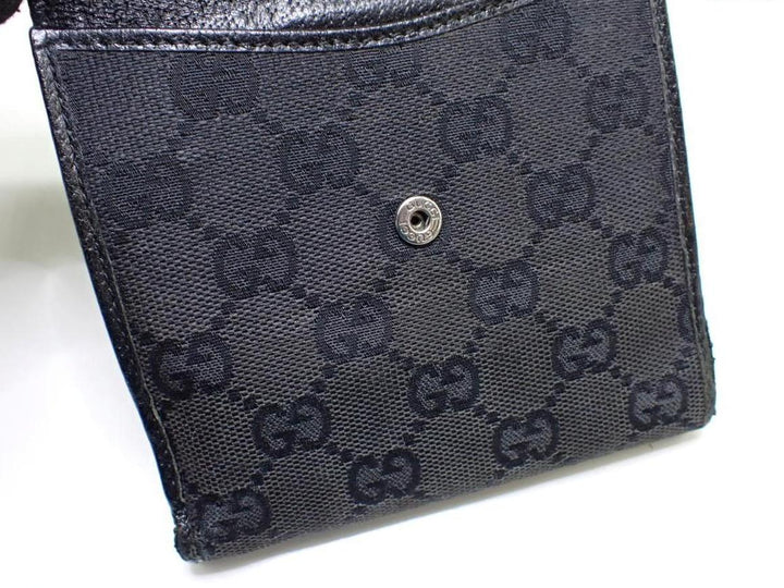 Black GG Canvas Compact Wallet