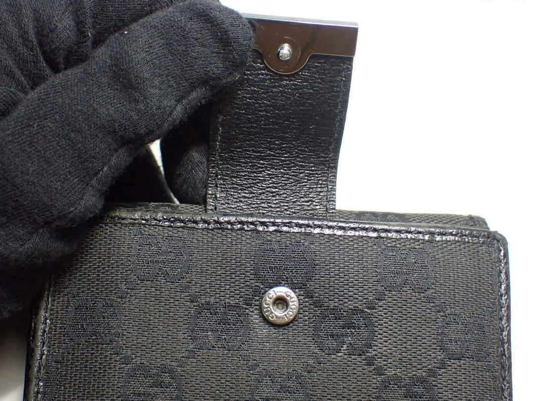 Black GG Canvas Compact Wallet
