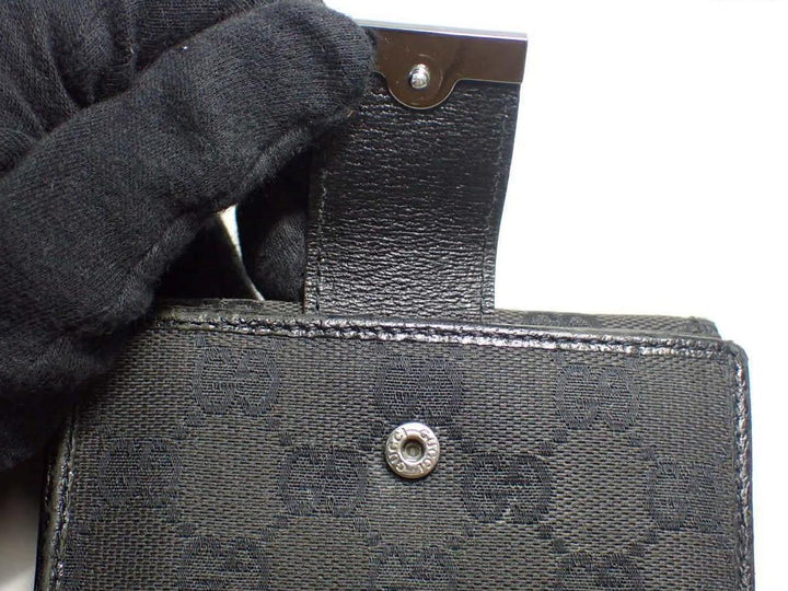 Black GG Canvas Compact Wallet