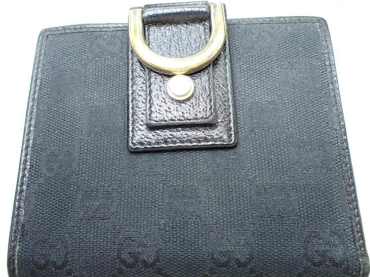 Black GG Canvas Compact Wallet