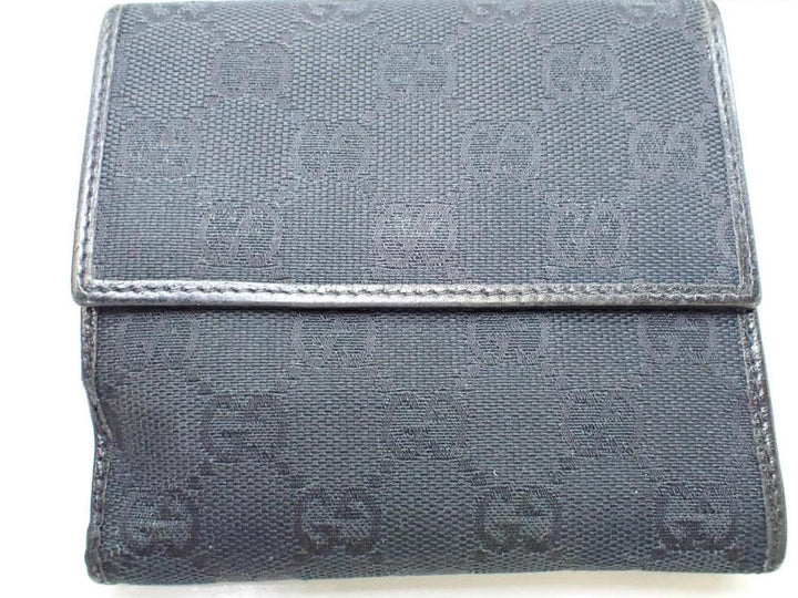 Black GG Canvas Compact Wallet
