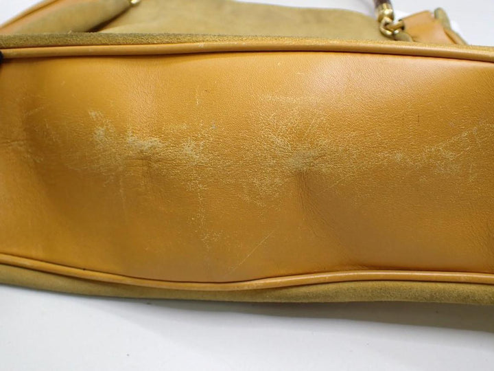 Beige Bamboo Handbag with Strap